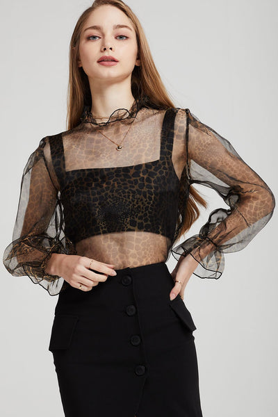 Ivy See-Thru Leopard Blouse