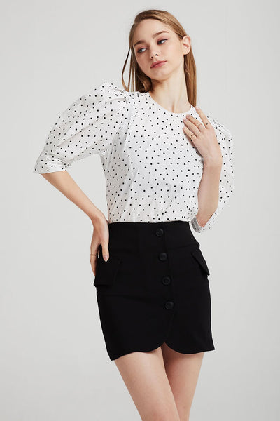 storets.com Olivia Diagonal Button Skirt