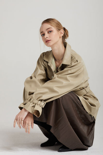 storets.com Abigail Oversized Pleather Shirt Jacket