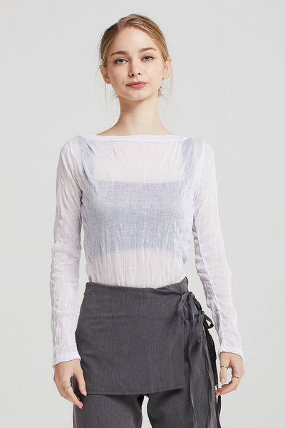 Vivian Boat-Neck Crinkle Top