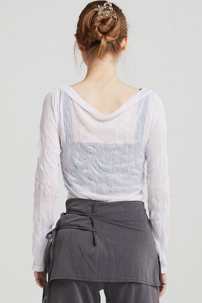 Vivian Boat-Neck Crinkle Top