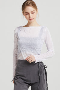 Vivian Boat-Neck Crinkle Top