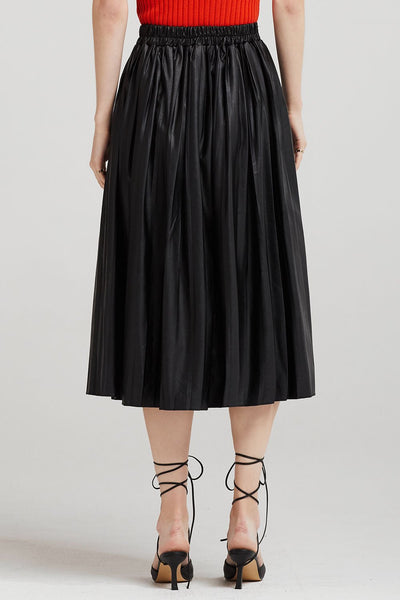 Julia Pleather Pleated Midi Skirt