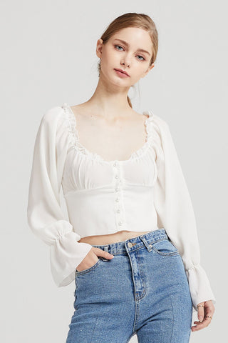 Rowan Ruffle Neck Crop Blouse