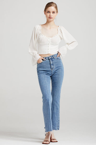 Rowan Ruffle Neck Crop Blouse