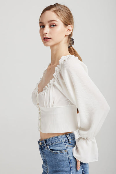 Rowan Ruffle Neck Crop Blouse