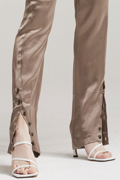 Vivienne Button-Ankle Satin Pants