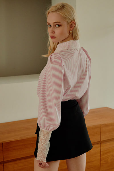 Madison Lace Collar Striped Blouse