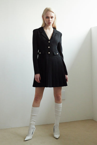 Mila Pleats Hem Blazer Dress