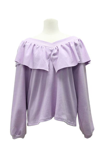 Cosima V-Neck Ruffle Sweatshirt