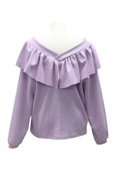 Cosima V-Neck Ruffle Sweatshirt