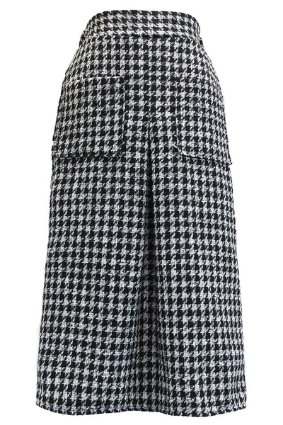 Alexa Houndstooth Pleated Midi Skirt