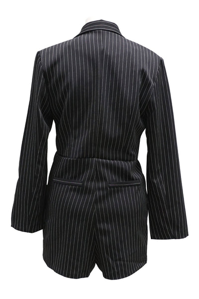 Nicolina Pinstripe Romper w/ Sash Belt