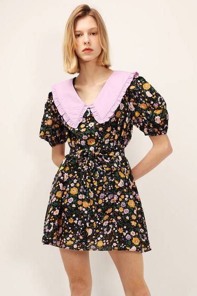 Jamie Contrast Collar Floral Dress