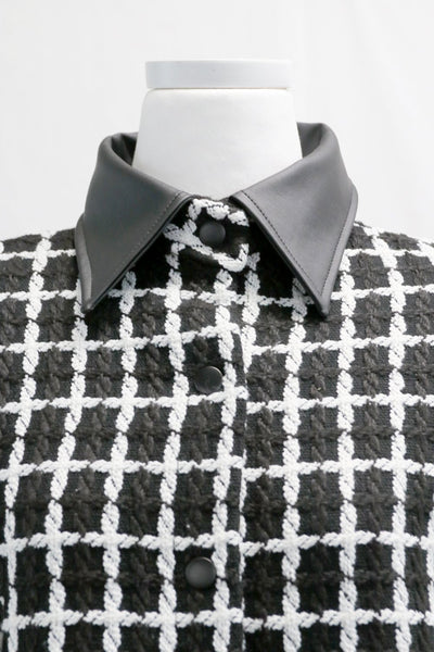 Violet Contrast Collar Tweed Shirt