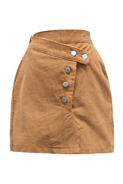 Lexi Asymmetric Button Cord Skirt