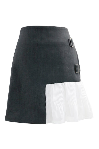 Athena Asymmetric Spliced Pleated Skirt