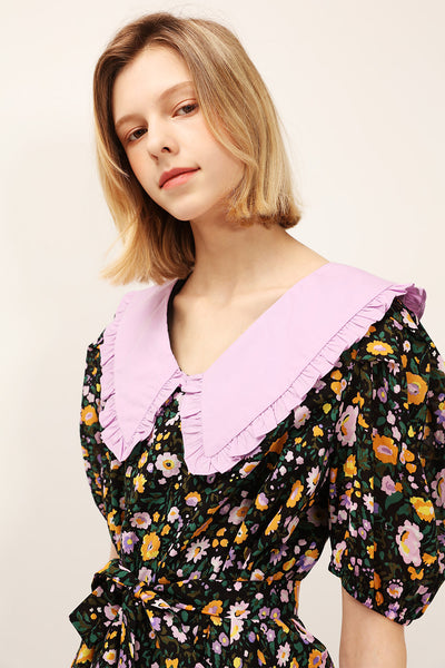 Jamie Contrast Collar Floral Dress