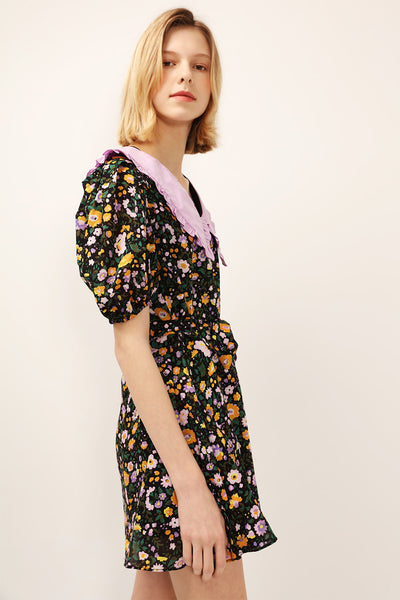 Jamie Contrast Collar Floral Dress