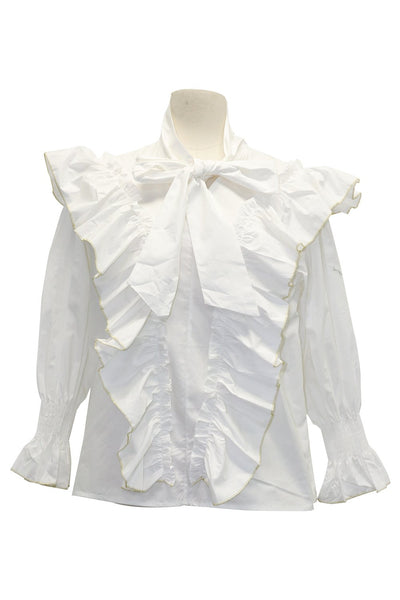 Tori Gold Trim Ruffle Blouse