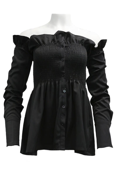 Audrey Ruffle Bardot Peplum Blouse