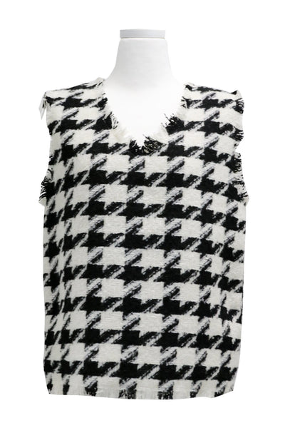 Arden Frayed Houndstooth Vest