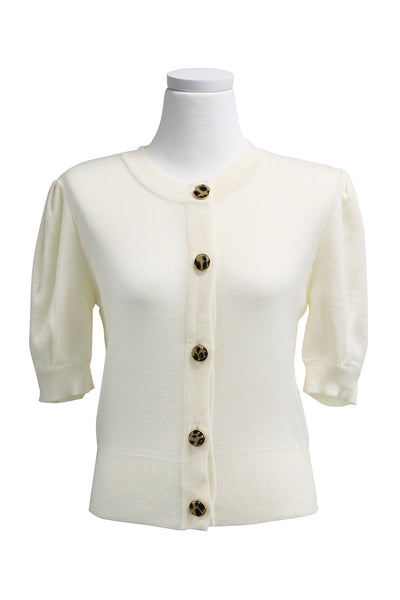 Lucy Buttoned Cardigan w/Puff Sleeve