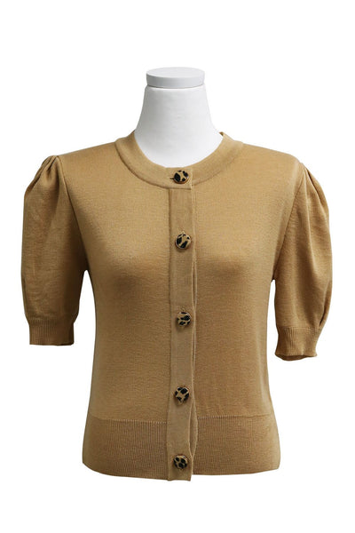 Lucy Buttoned Cardigan w/Puff Sleeve