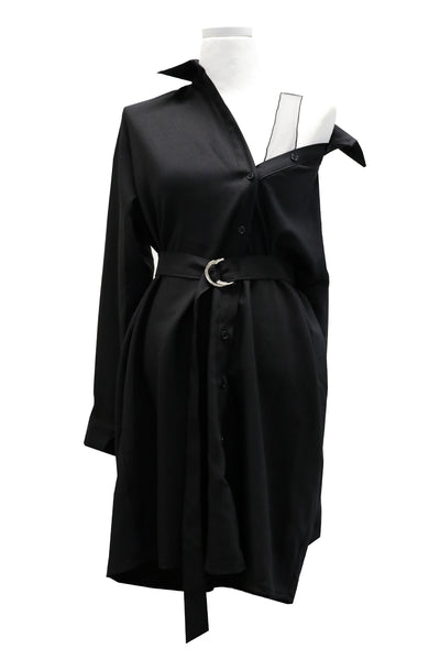 Aubrey Sheer Shirt Dress w/Belt