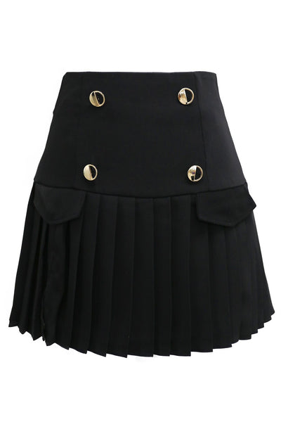 Ellie Pleated Hem Button Skort