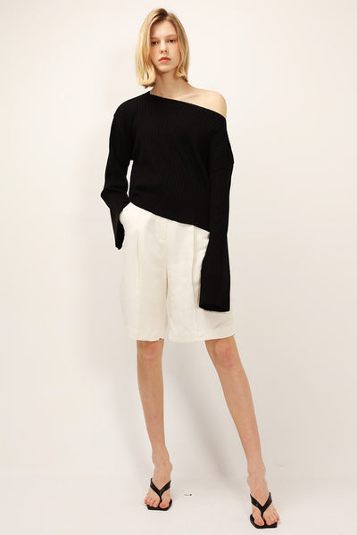 Vera Boat Neck Ribbed Knit Top