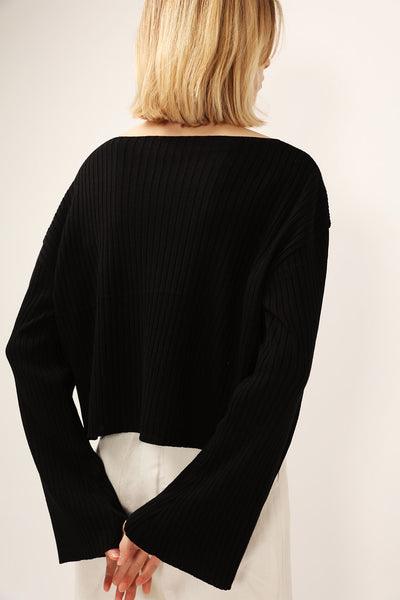 Vera Boat Neck Ribbed Knit Top