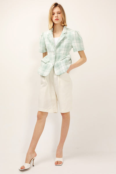 Demi Plaid Linen Blazer