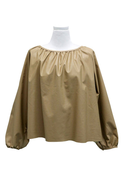 Taylor Pleated Volume Pleather Blouse