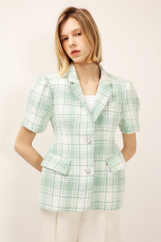 Demi Plaid Linen Blazer