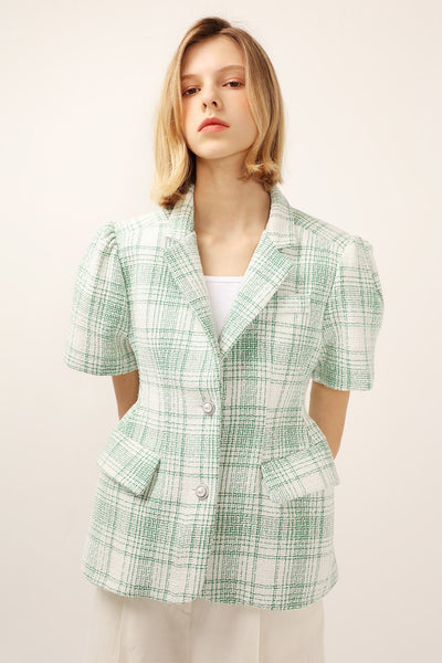 Demi Plaid Linen Blazer