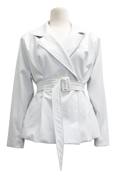 Layla Pintuck Pleather Jacket w/Belt