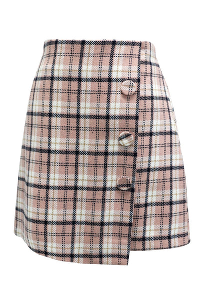 Demi Tartan Check Button Skirt