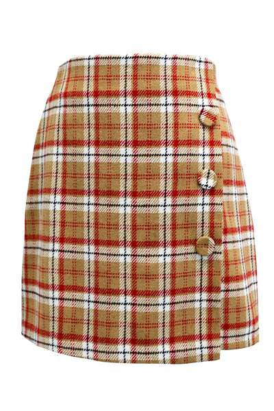 Demi Tartan Check Button Skirt