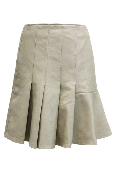 Maggie Asymmetric Pleated Pleather Skirt