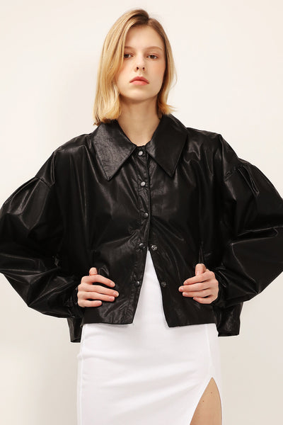 Mia Puff Sleeve Pleather Jacket