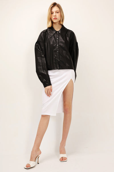 Mia Puff Sleeve Pleather Jacket