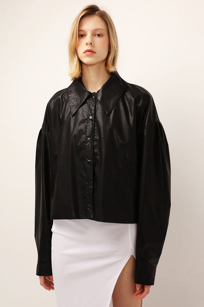 Mia Puff Sleeve Pleather Jacket