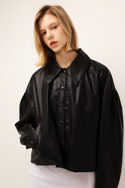 Mia Puff Sleeve Pleather Jacket