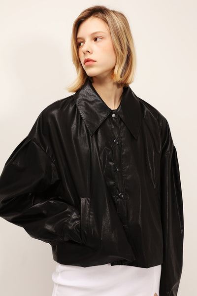 Mia Puff Sleeve Pleather Jacket