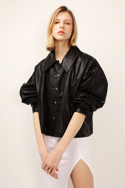 Mia Puff Sleeve Pleather Jacket