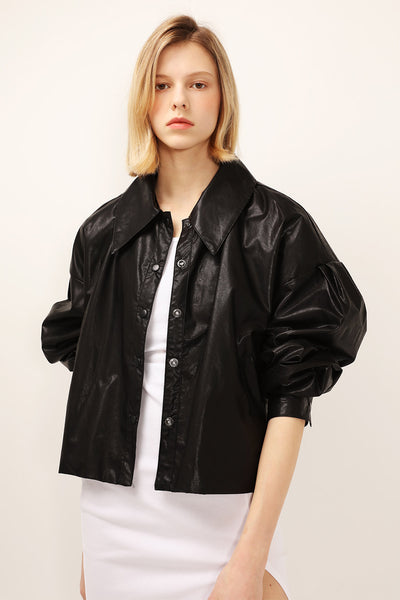 Mia Puff Sleeve Pleather Jacket