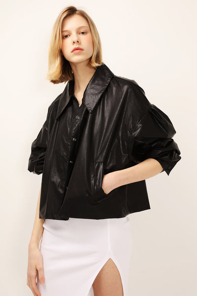 Mia Puff Sleeve Pleather Jacket