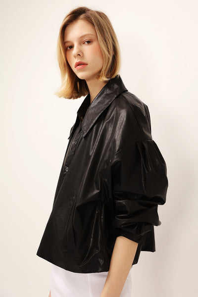 Mia Puff Sleeve Pleather Jacket