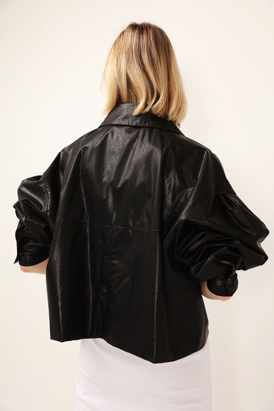 Mia Puff Sleeve Pleather Jacket